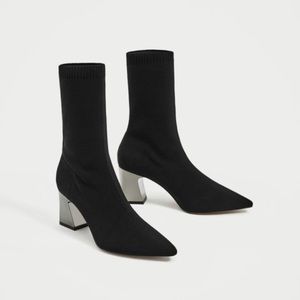 Zara women’s sock heel boots! size 35